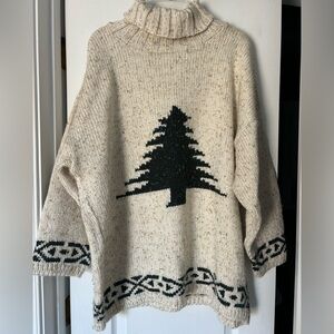 Vintage Coldwater Creek Cream Turtleneck Christmas Tree Sweater